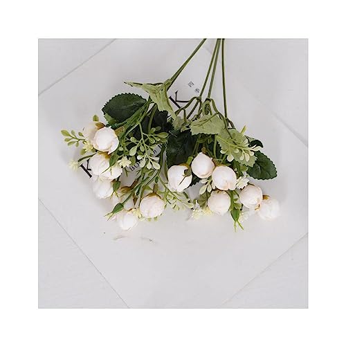 GIVBRO Künstlicher Rosenknospen-Blumenstrauß, 15 Köpfe, künstliche Blumen, Seide, Kunststoff, realistische Blumenarrangements, Hochzeitsdekoration, 1 Stück (#E) von GIVBRO