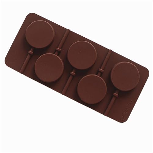 GIVBRO Silikon-Formen für Lutscher, runde Schokoladenform, 5 Mulden, Backformen für Lutscher, Süßigkeiten, Schokolade, Gelee, Eiswürfel von GIVBRO