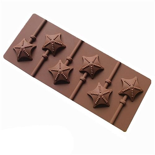 GIVBRO Silikon Lollipop Formen Seestern geformte Schokoladenform Backformen für Lutscher Süßigkeiten Schokolade Gelee Eiswürfel von GIVBRO