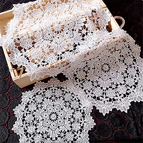 GIVBRO Spitzen-Platzdeckchen, Deckchen, Untersetzer, Blumenmuster, bestickt, Cutwork, Vintage-Stil, Tischsets, Hochzeitsgeschirr, Kissen, Dekoration, 20 cm von GIVBRO