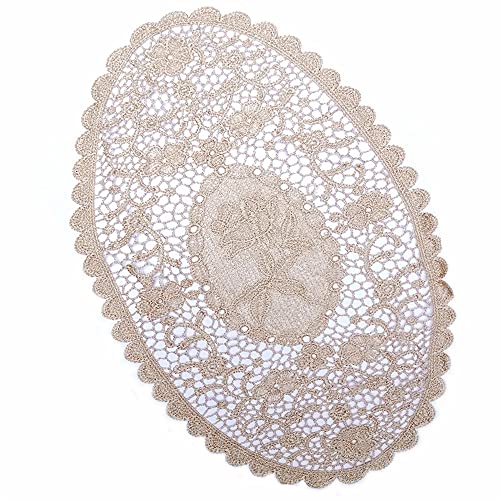 GIVBRO Spitzen-Platzdeckchen Deckchen Untersetzer Blumen Bestickt Tischsets Hochzeit Geschirr Kissen Dekoration Oval von GIVBRO