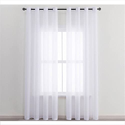 GIVBRO Vorhänge mit Ösen, Chiffon, für Fensterbehandlungen, halbtransparent, Türvorhang für Heimdekoration, Weiß, 150 x 250 cm von GIVBRO