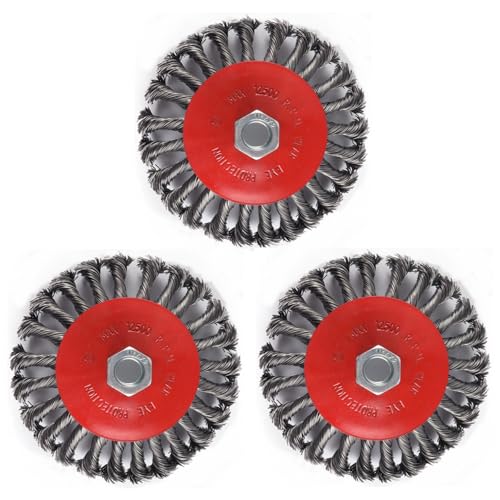 GIVIHGETI 3 Stück Drahtbürsten Winkelschleifer Ø125 mm Drahtbürste M14 Topfbürste Stahlbürste Flex Bürste Winkelschleifer Drahtbürste Edelstahl Topfbürste Flex Kegelbürste, für Reinigen und Schleifen von GIVIHGETI
