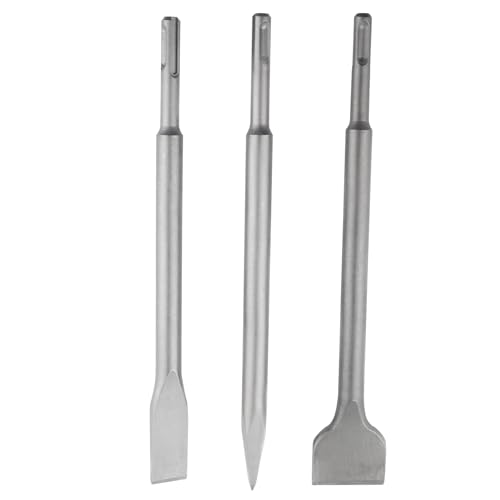 GIVIHGETI 3-Teilig SDS Plus Meißel Set, 1x Spitz- und 2x Flachmeißel 250 mm, für SDS-Plus Bohrhämmern mit Drehstopp, leichte Meißelarbeiten in Putz, Mauerwerk, Fliesen, Beton und Baustein von GIVIHGETI