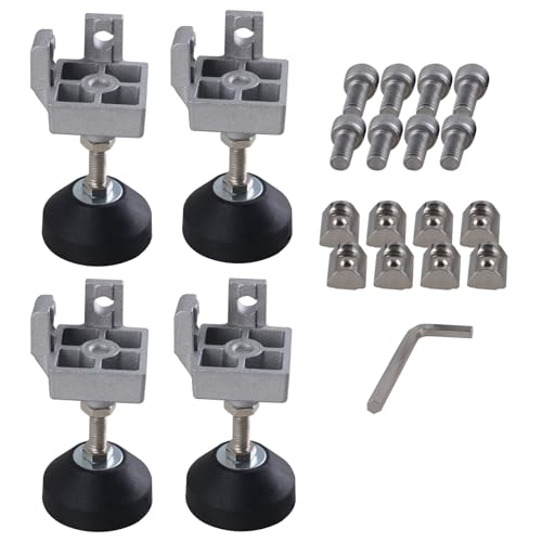 GIVIHGETI 4 Stück Standfuß Nut 8 40x40 systemprofile Fußverbinder Nut 8 Stellfuß M8 Höhenverstellbar Alu Profil Nivellierfuß Standfuß Aluprofil-Zubehör von GIVIHGETI