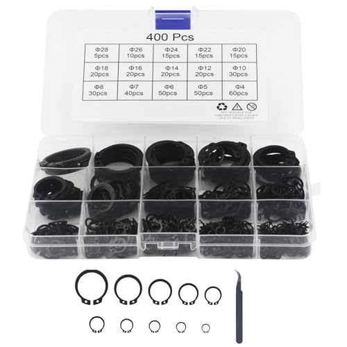 GIVIHGETI 400 Stück Sprengring Sortiment Sicherungsring Set 15 Größe E-Clip Externe Haltering Externes C-Clips Geteilte Schnallen Unterlegscheiben M4-M28 mit Kunststoffbox GIVIHGETI 400 Stück Sprengring Sortiment Sicherungsring Set 15 Größe E-Clip Externe Haltering Externes C-Clips Geteilte Schnallen Unterlegscheiben M4-M28 mit Kunststoffbox von GIVIHGETI