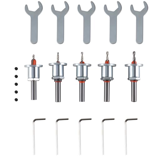 GIVIHGETI 5 Stücke Senkbohrer Set für Holz und Kunststoff, 8 mm Bohrsenker mit Tiefenanschlag, Senkbohrer Lochsäge Set, Bohrer mit Senker, Senker Metall und Senkbohrer Holz GIVIHGETI 5 Stücke Senkbohrer Set für Holz und Kunststoff, 8 mm Bohrsenker mit Tiefenanschlag, Senkbohrer Lochsäge Set, Bohrer mit Senker, Senker Metall und Senkbohrer Holz von GIVIHGETI