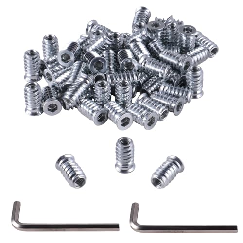GIVIHGETI 60 Stück Einschraubmutter M6 x 20 mm, Gewindeeinsatz Holz, Einschraubmuffen Gewindeeinsätze, Gewindeeinsatz Muttern Hex Innensechskantmuttern aus verzinktem Stahl, für Holzmöbel GIVIHGETI 60 Stück Einschraubmutter M6 x 20 mm, Gewindeeinsatz Holz, Einschraubmuffen Gewindeeinsätze, Gewindeeinsatz Muttern Hex Innensechskantmuttern aus verzinktem Stahl, für Holzmöbel von GIVIHGETI