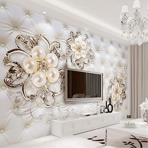 3D-europäischer Stil Fototapete, Diamantperlenblume Wandtapete, Wandbild Dekoration - für Wohnzimmer Schlafzimmer, Büro, Küche die Mauer 400 x 280 cm von GIVLWF