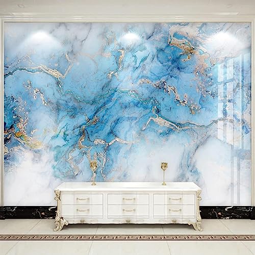 Abstrakte Blaue Marmorstruktur Muralo Fototapete, Blaues Muster Künstlerisch Tapete Wandbild, 430 x 300 cm Wandbild Dekoration - für Zimmer Küchen die Mauer von GIVLWF