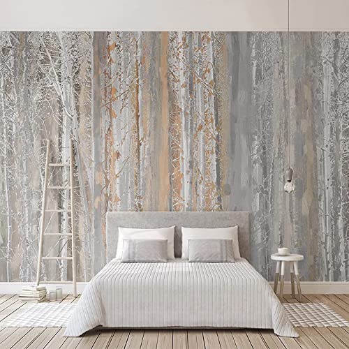 Abstrakte Kunst Im Nordischen Stil Fototapete, Ölgemälde Waldbaum Tapete für Wand, Wandbild Dekoration - für Wohnzimmer Schlafzimmer die Mauer 150 x 70 cm von GIVLWF