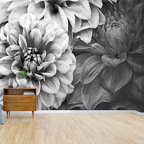 Blumenstrauß Aus Dahlien Muralo Fototapete, Schwarz-weißer Hintergrund 3D Fototapete, 250 x 175 cm Wandgemälde - für Büro Arbeitszimmer Häuser Wanddeko die Mauer von GIVLWF