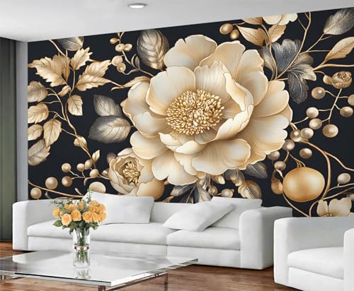 Blumentapete und Wandbild, luxuriöse Blumentapete, abziehen und aufkleben, Wandpapier für Wohnzimmer, rustikale Blumen, großes Wandbild und Heimdekoration, selbstklebend Blumentapete und Wandbild, luxuriöse Blumentapete, abziehen und aufkleben, Wandpapier für Wohnzimmer, rustikale Blumen, großes Wandbild und Heimdekoration, selbstklebend von GIVLWF