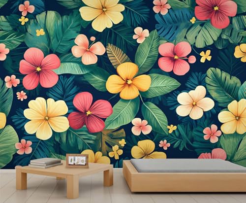 Boho-Blumentapete, abziehen und aufkleben, Tapete für Wohnzimmer, rustikale Blumen, Schlafzimmer, selbstklebendes großes Wandbild, Aquarell-Blumendruck, Heimdekoration von GIVLWF
