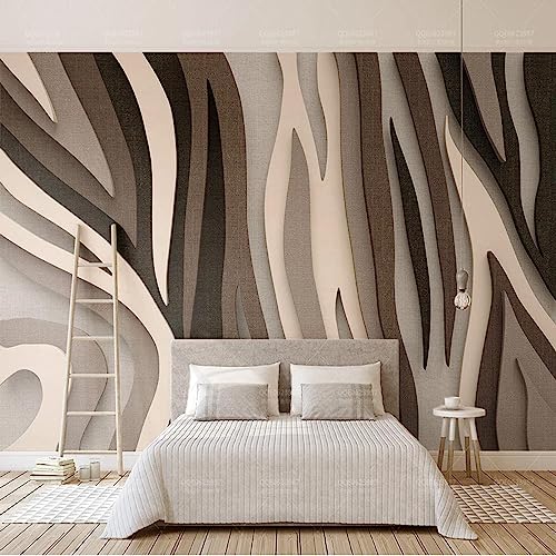Europäisches Retro-Braun Gestreift Mural Wandbild, Graue Linien Designer-Tapeten, 350 x 265 cm Wandbild Dekoration - für Zuhause Schlafzimmer die Mauer von GIVLWF