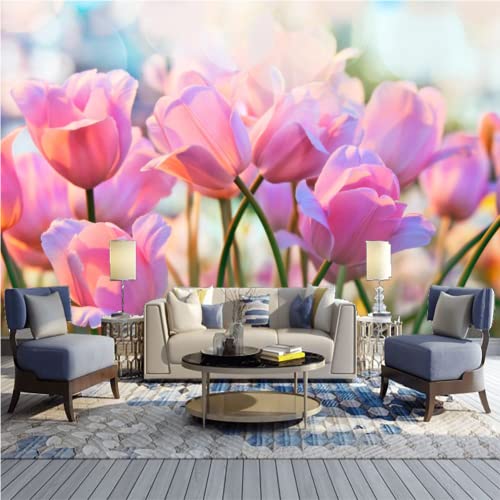 Fototapete Schöne Rosa Tulpen, Wandtapete Natürliche Gartenlandschaft - für Zimmer Küchen Wanddekoration 200 x 140 cm von GIVLWF