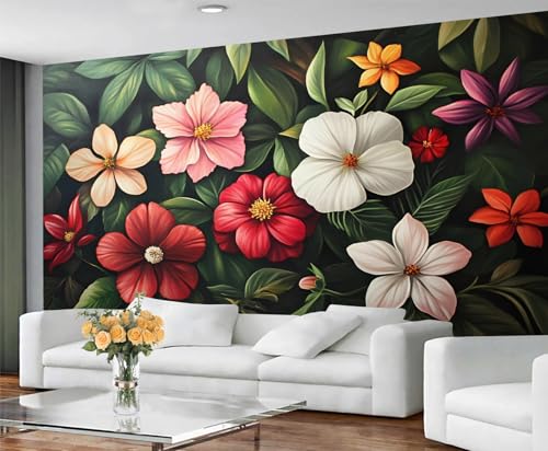 GIVLWF Blumentapete und Wandbild, rustikale Blumentapete, abziehen und aufkleben, Schlafzimmer-Wandpapier, 3D-Pflanzen, großes Wandbild und Heimdekoration, selbstklebend von GIVLWF