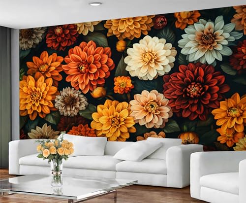 GIVLWF Blumentapete und Wandbild, rustikale Blumentapete, zum Abziehen und Aufkleben, Schlafzimmertapete, mehrfarbig, großes Wandbild und Heimdekoration, selbstklebend von GIVLWF