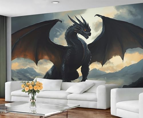 GIVLWF Drachen Tapeten-Wandbild - Westerndrache Wandbild & Wohnkultur, Schlafzimmertapete, Wandtapete für Wohnzimmer, nicht selbstklebend, Fantasietiere von GIVLWF