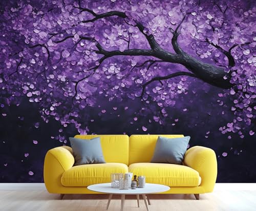 GIVLWF Kirschblüten Tapete Schlafzimmer Tapete Lila Blumen Tapete für Wohnzimmer Nicht Selbstklebend Fantasy Blumen Wandbild - Große Wohnkultur 350 x 250 cm GIVLWF Kirschblüten Tapete Schlafzimmer Tapete Lila Blumen Tapete für Wohnzimmer Nicht Selbstklebend Fantasy Blumen Wandbild - Große Wohnkultur 350 x 250 cm von GIVLWF