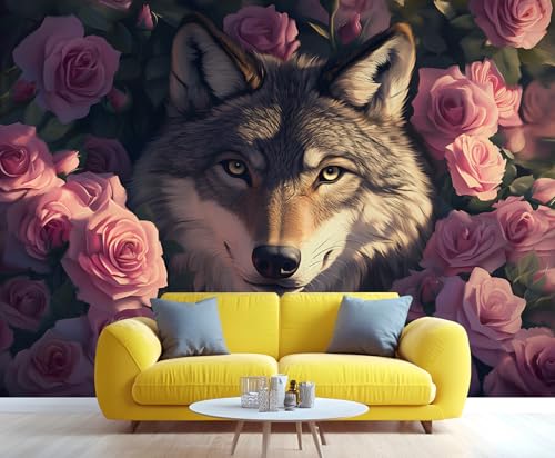 GIVLWF Mysterious Wolf Tapete Schlafzimmer Tapete Romantische Rose Tapete für Wohnzimmer Nicht Selbstklebend Tier Wolf Wandbild - Große Wohnkultur 150 x 105 cm GIVLWF Mysterious Wolf Tapete Schlafzimmer Tapete Romantische Rose Tapete für Wohnzimmer Nicht Selbstklebend Tier Wolf Wandbild - Große Wohnkultur 150 x 105 cm von GIVLWF