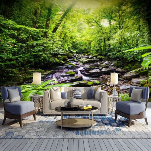 GIVLWF Jungle Stream Bei Sonnenuntergang Tapeten, Karibische Landschaft Der Kleinen Antillen Fotoposter, Wandbild Dekoration - für Büro Arbeitszimmer Häuser Wanddeko die Mauer 250 x 175 cm von GIVLWF