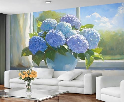 GIVLWF Rustikales Tapeten-Wandbild – Hortensien-Blumen-Wandbild & Heimdekoration, Schlafzimmer-Tapete, Tapete für Wohnzimmer, nicht selbstklebend, europäisches Blau GIVLWF Rustikales Tapeten-Wandbild – Hortensien-Blumen-Wandbild & Heimdekoration, Schlafzimmer-Tapete, Tapete für Wohnzimmer, nicht selbstklebend, europäisches Blau von GIVLWF