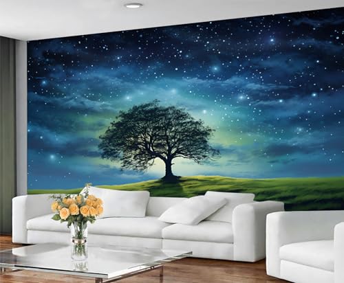 GIVLWF Tapete, abstrakter Baum, Heimdekoration & großes Wandbild, Fantasy Botanicals Tapete für Wohnzimmer, Schlafzimmer, Wandbild, nicht selbstklebend, Sternennachtblau GIVLWF Tapete, abstrakter Baum, Heimdekoration & großes Wandbild, Fantasy Botanicals Tapete für Wohnzimmer, Schlafzimmer, Wandbild, nicht selbstklebend, Sternennachtblau von GIVLWF