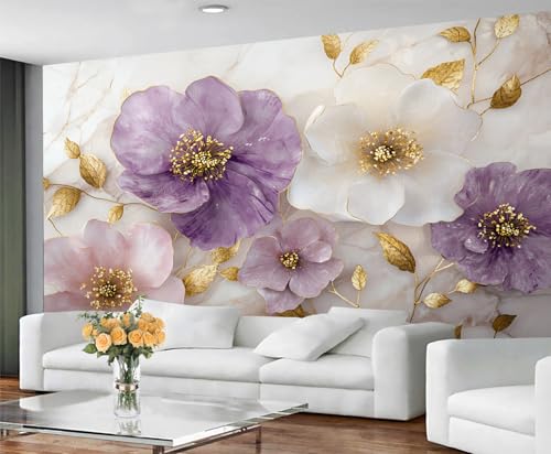 GIVLWF Tapete, florale Heimdekoration und Wandbild, selbstklebende Tapete für Wohnzimmer, 3D-Blumen, Schlafzimmer, Wandbild, Abziehen und Aufkleben, europäisches Blumendekor von GIVLWF