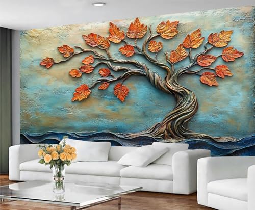 GIVLWF Tapete – 3D-Baum-Heimdekoration & großes Wandbild, Relief-Baum-Tapete für Wohnzimmer, Schlafzimmer, Wandbild, Wandbild, nicht selbstklebend, abstrakte Botanik GIVLWF Tapete – 3D-Baum-Heimdekoration & großes Wandbild, Relief-Baum-Tapete für Wohnzimmer, Schlafzimmer, Wandbild, Wandbild, nicht selbstklebend, abstrakte Botanik von GIVLWF