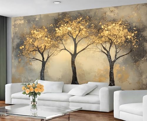 GIVLWF Tapete - Abstrakter Baum Wohnkultur & großes Wandbild, goldene Blätter Tapete für Wohnzimmer, Schlafzimmer, Wandbild, Wandbild, nicht selbstklebend, rustikaler Retro-Stil GIVLWF Tapete - Abstrakter Baum Wohnkultur & großes Wandbild, goldene Blätter Tapete für Wohnzimmer, Schlafzimmer, Wandbild, Wandbild, nicht selbstklebend, rustikaler Retro-Stil von GIVLWF