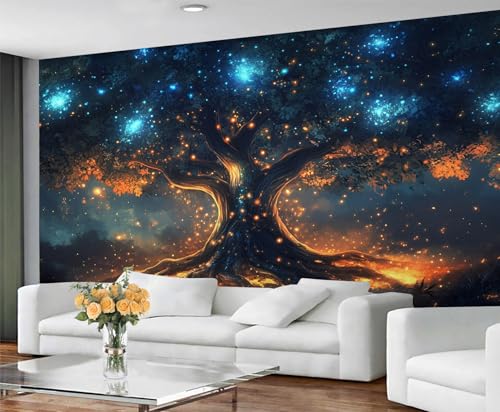 GIVLWF Tapete – Baum des Lebens, Heimdekoration & Wandbild, selbstklebende Tapete für Wohnzimmer, Fantasie-Baum, Schlafzimmer, Wandbild, abziehen und aufkleben, nordische Mythologie Pflanzen Dekor von GIVLWF