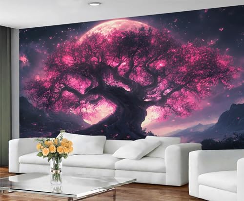 GIVLWF Tapete - Baum des Lebens Wohnkultur & Wandbild Lila Baum Schlafzimmer Tapeten Tapete für Wohnzimmer Großes Wandbild - Nicht Selbstklebend Mystische Pflanzen von GIVLWF
