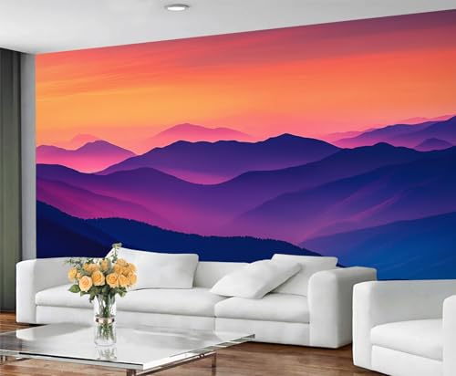 GIVLWF Tapete - Berge Wohnkultur & Wandbild, Farbverlauf Landschaft Schlafzimmer Tapete, Tapeten für Wohnzimmer, große Wandbild, nicht selbstklebend, abstrakte Natur von GIVLWF