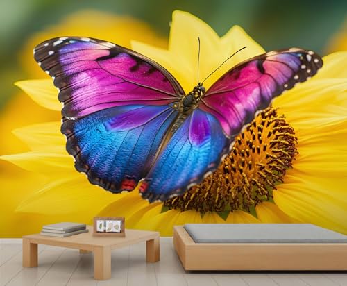 GIVLWF Tapete – Blumen- und Schmetterlings-Heimdekoration, großes Wandbild, Frühlingsblumen, Schlafzimmer-Tapete, Tapete für Wohnzimmer, nicht selbstklebende Wandbild, gelbe Blumen GIVLWF Tapete – Blumen- und Schmetterlings-Heimdekoration, großes Wandbild, Frühlingsblumen, Schlafzimmer-Tapete, Tapete für Wohnzimmer, nicht selbstklebende Wandbild, gelbe Blumen von GIVLWF
