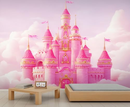 GIVLWF Tapete – Cartoon Girl Home Decor & großes Wandbild, rosa Schloss-Tapete für Wohnzimmer, Schlafzimmer, nicht selbstklebende Wandbild, Fantasy GIVLWF Tapete – Cartoon Girl Home Decor & großes Wandbild, rosa Schloss-Tapete für Wohnzimmer, Schlafzimmer, nicht selbstklebende Wandbild, Fantasy von GIVLWF