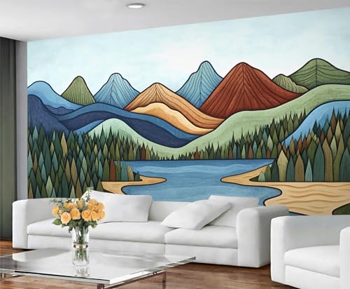 GIVLWF Tapete - Cartoon Home Decor & Mural, Natur Landschaft Schlafzimmer Tapete, Tapete für Wohnzimmer, große Wandbild, nicht selbstklebend, Cartoon-Kinder von GIVLWF