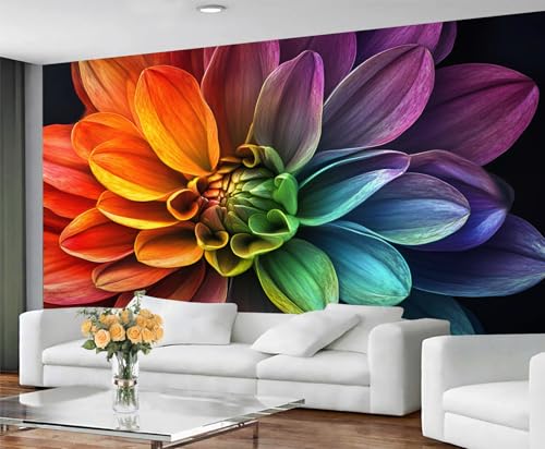 GIVLWF Tapete - Dahlia Home Decor & Mural, Bunte Blumen Schlafzimmer Tapete, Tapete für Wohnzimmer, großes Wandbild - nicht selbstklebend, Farbverlauf Floral GIVLWF Tapete - Dahlia Home Decor & Mural, Bunte Blumen Schlafzimmer Tapete, Tapete für Wohnzimmer, großes Wandbild - nicht selbstklebend, Farbverlauf Floral von GIVLWF