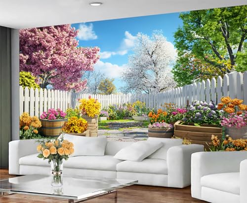GIVLWF Tapete – Europäischer Garten Home Decor & großes Wandbild, Blumenmädchen-Tapete für Wohnzimmer, Schlafzimmer, Wandbild, Wandbild, nicht selbstklebend, rustikaler Landhausstil von GIVLWF