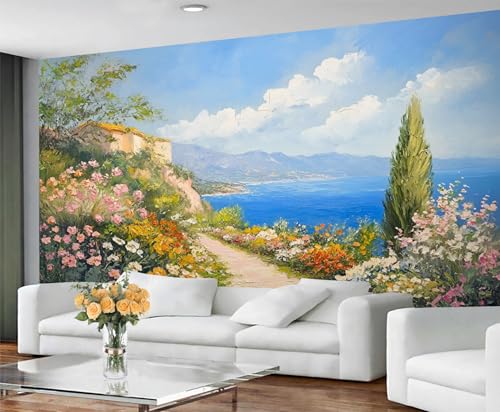 GIVLWF Tapete – Europäischer Stil Wohnkultur & großes Wandbild, Küstenlandschaft Tapete für Wohnzimmer, Schlafzimmer, Wandbild, Wandbild, nicht selbstklebend, rustikale Blumen GIVLWF Tapete – Europäischer Stil Wohnkultur & großes Wandbild, Küstenlandschaft Tapete für Wohnzimmer, Schlafzimmer, Wandbild, Wandbild, nicht selbstklebend, rustikale Blumen von GIVLWF