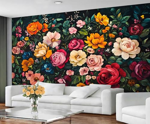 GIVLWF Tapete - Floral Home Decor & Wandbild Rustikale Blumen Schlafzimmer Tapeten Tapete für Wohnzimmer Große Wandbilder - Nicht Selbstklebend Boho Blumen von GIVLWF