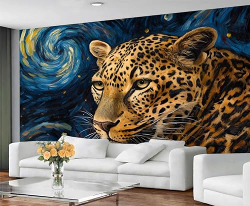 GIVLWF Tapete - Geparden-Druck Wohnkultur & Wandbild, Leopard Schlafzimmer Tapete, Tapeten für Wohnzimmer, großes Wandbild, nicht selbstklebend, Sternennachtblau GIVLWF Tapete - Geparden-Druck Wohnkultur & Wandbild, Leopard Schlafzimmer Tapete, Tapeten für Wohnzimmer, großes Wandbild, nicht selbstklebend, Sternennachtblau von GIVLWF