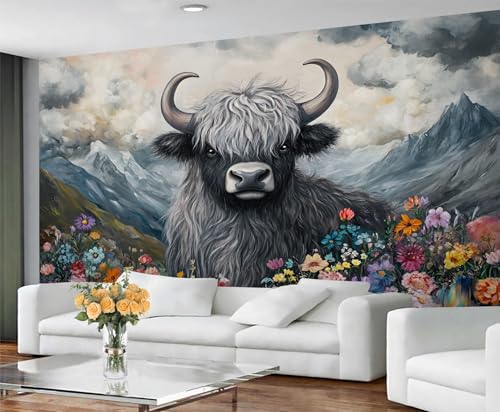 GIVLWF Tapete – Hochlandrinder, Heimdekoration und Wandbild, selbstklebende Tapete für Wohnzimmer, rustikale Kuh, westliches Bauernhaus, Tiere, Schlafzimmer, Wandpapier, abziehen und aufkleben GIVLWF Tapete – Hochlandrinder, Heimdekoration und Wandbild, selbstklebende Tapete für Wohnzimmer, rustikale Kuh, westliches Bauernhaus, Tiere, Schlafzimmer, Wandpapier, abziehen und aufkleben von GIVLWF