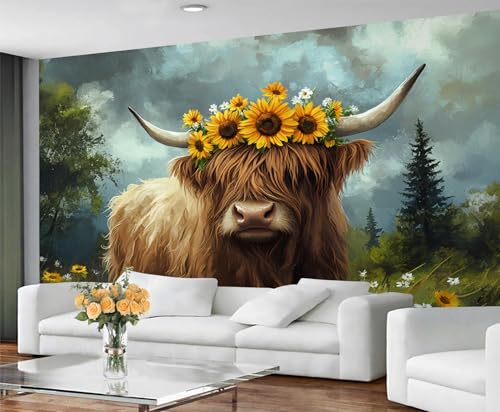 GIVLWF Tapete – Hochlandrinder Heimdekoration & Wandbild, rustikale Kuh, Schlafzimmertapete, Tapete für Wohnzimmer, großes Wandbild, nicht selbstklebend, Bauernhaustiere GIVLWF Tapete – Hochlandrinder Heimdekoration & Wandbild, rustikale Kuh, Schlafzimmertapete, Tapete für Wohnzimmer, großes Wandbild, nicht selbstklebend, Bauernhaustiere von GIVLWF