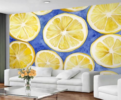 GIVLWF Tapete - Lemon Home Decor & Wandbild - Gelbe Zitrone Schlafzimmer Tapete, Tapeten für Wohnzimmer, großes Wandbild - nicht selbstklebend, Sommerfrüchte von GIVLWF