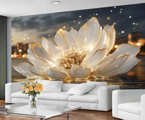 GIVLWF Tapete – Lotus Home Decor & Wandbild, selbstklebende Tapete für Wohnzimmer, orientalische Blumen, Schlafzimmer, Wandbild, abziehen und aufkleben, luxuriöses Blumendekor von GIVLWF