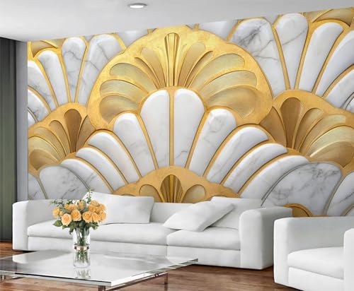 GIVLWF Tapete - Luxus Wohnkultur & Wandbild Abstrakte Blätter Schlafzimmer Tapeten Tapeten für Wohnzimmer Großes Wandbild - Nicht Selbstklebend Gold & Weiß von GIVLWF