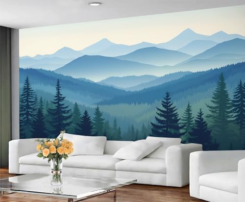 GIVLWF Tapete - Natur Wohnkultur & Wandbild, Blauer Berg Schlafzimmer Tapete, Tapeten für Wohnzimmer, große Wandbild, nicht selbstklebend, natürliche Wälder von GIVLWF