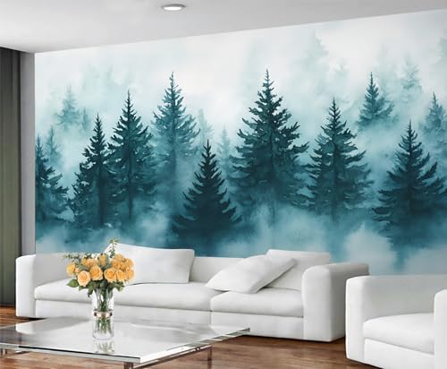 GIVLWF Tapete – Nebelwald, Heimdekoration & Wandbild, Natur Wald, Schlafzimmer, Landschaft, Tapeten für Wohnzimmer, großes Wandbild (nicht selbstklebend) von GIVLWF