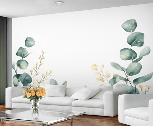 GIVLWF Tapete – Nordische Wohnkultur & Wandbild, Aquarellblätter, Schlafzimmertapete, Tapete für Wohnzimmer, großes Wandbild, nicht selbstklebend, grüne Pflanzen von GIVLWF
